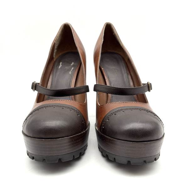 Vintage MIA 'Hawthorne' Two Tone Faux Leather Chunky Heel Mary Jane Pumps 8.5M - Picture 6 of 16